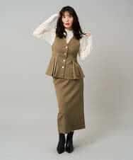 K3EBD11109 a.v.v Elmi(アー・ヴェ・ヴェ) 【低身長サイズ/2SET】ペプラムジレ×ナロースカート モカベージュ