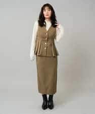 K3EBD11109 a.v.v Elmi(アー・ヴェ・ヴェ) 【低身長サイズ/2SET】ペプラムジレ×ナロースカート モカベージュ