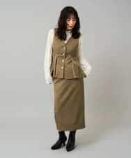 K3EBD11109 a.v.v Elmi(アー・ヴェ・ヴェ) 【低身長サイズ/2SET】ペプラムジレ×ナロースカート モカベージュ