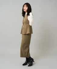 K3EBD11109 a.v.v Elmi(アー・ヴェ・ヴェ) 【低身長サイズ/2SET】ペプラムジレ×ナロースカート モカベージュ