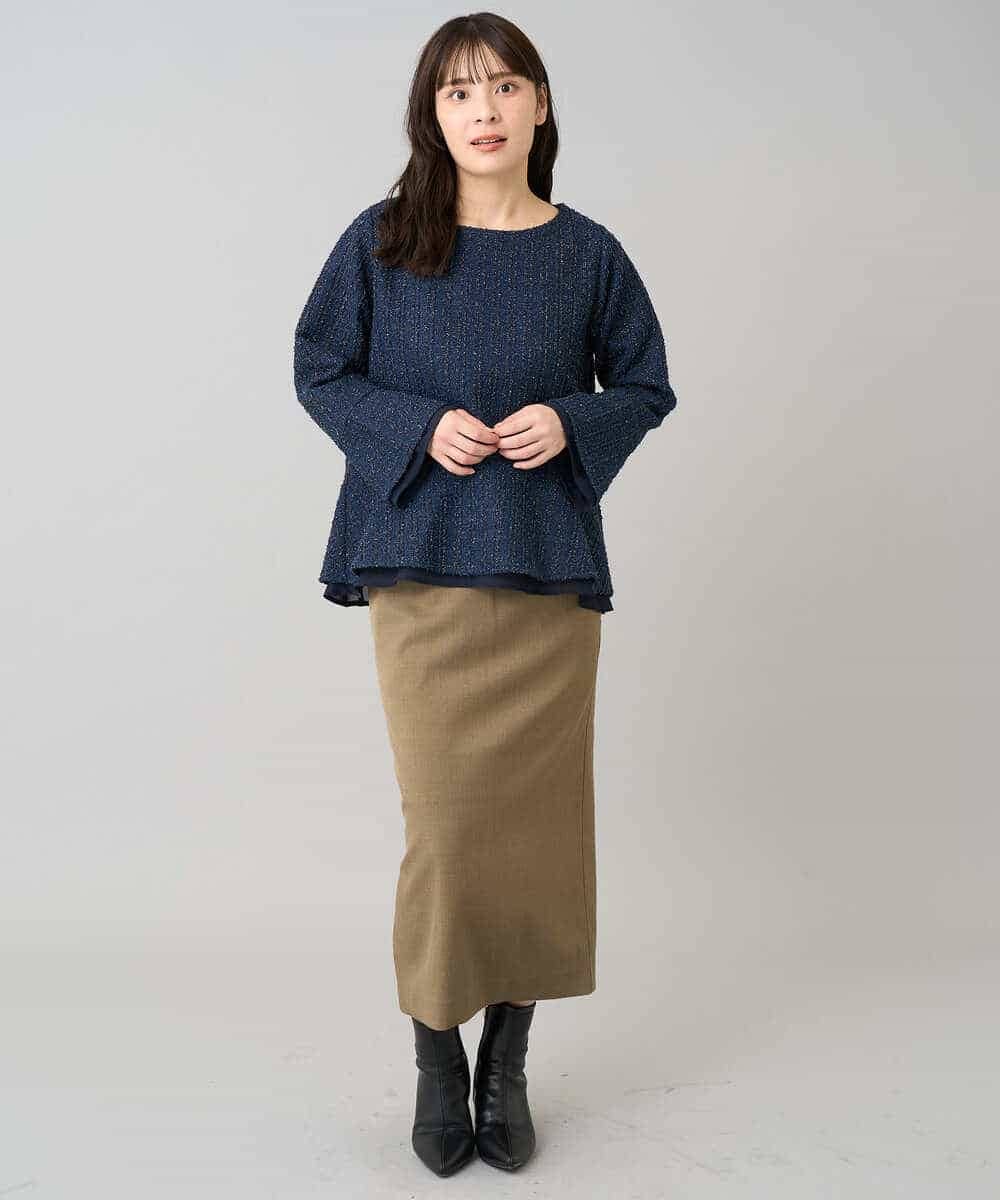 K3EBD11109 a.v.v Elmi(アー・ヴェ・ヴェ) 【低身長サイズ/2SET】ペプラムジレ×ナロースカート モカベージュ