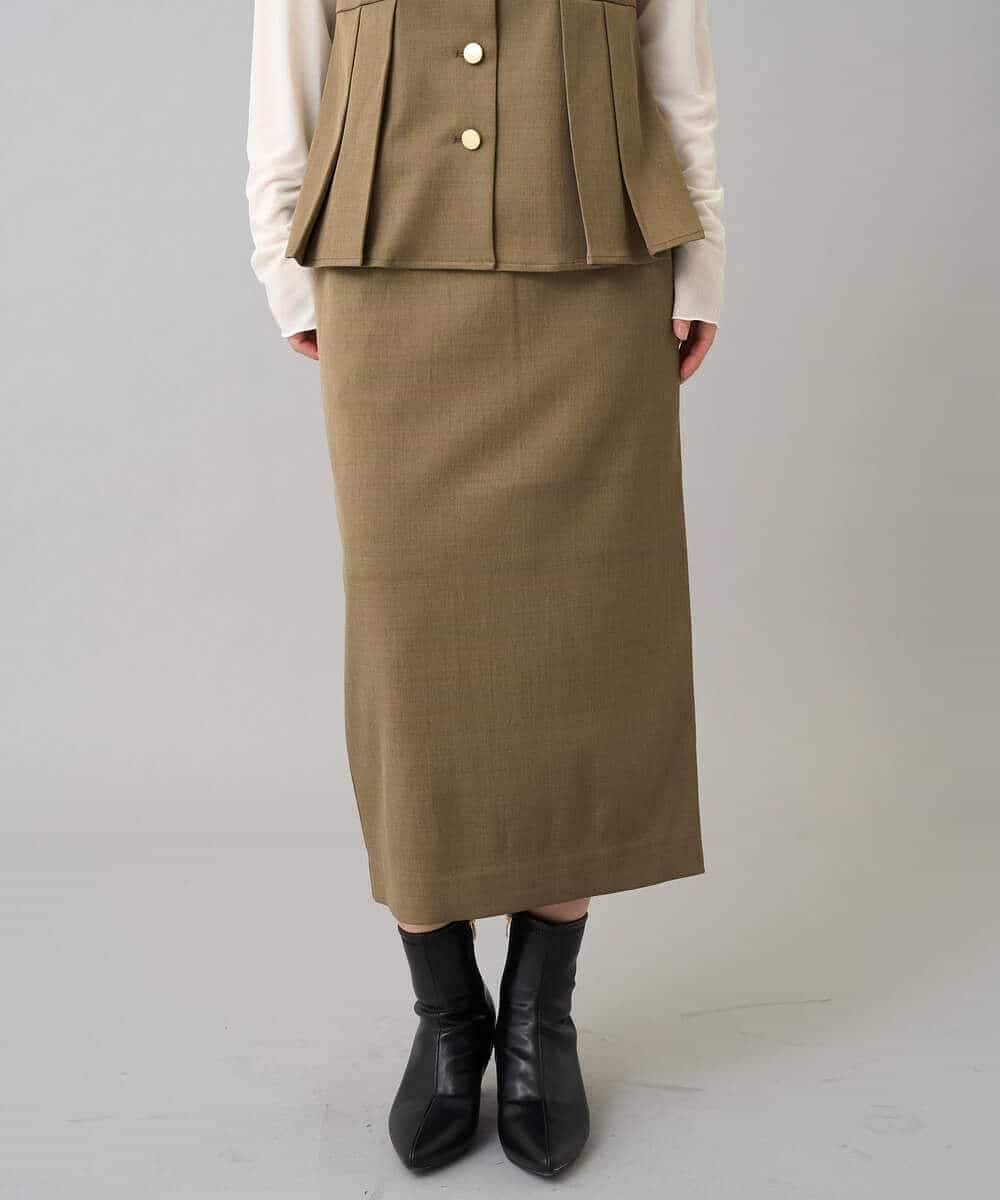 K3EBD11109 a.v.v Elmi(アー・ヴェ・ヴェ) 【低身長サイズ/2SET】ペプラムジレ×ナロースカート モカベージュ