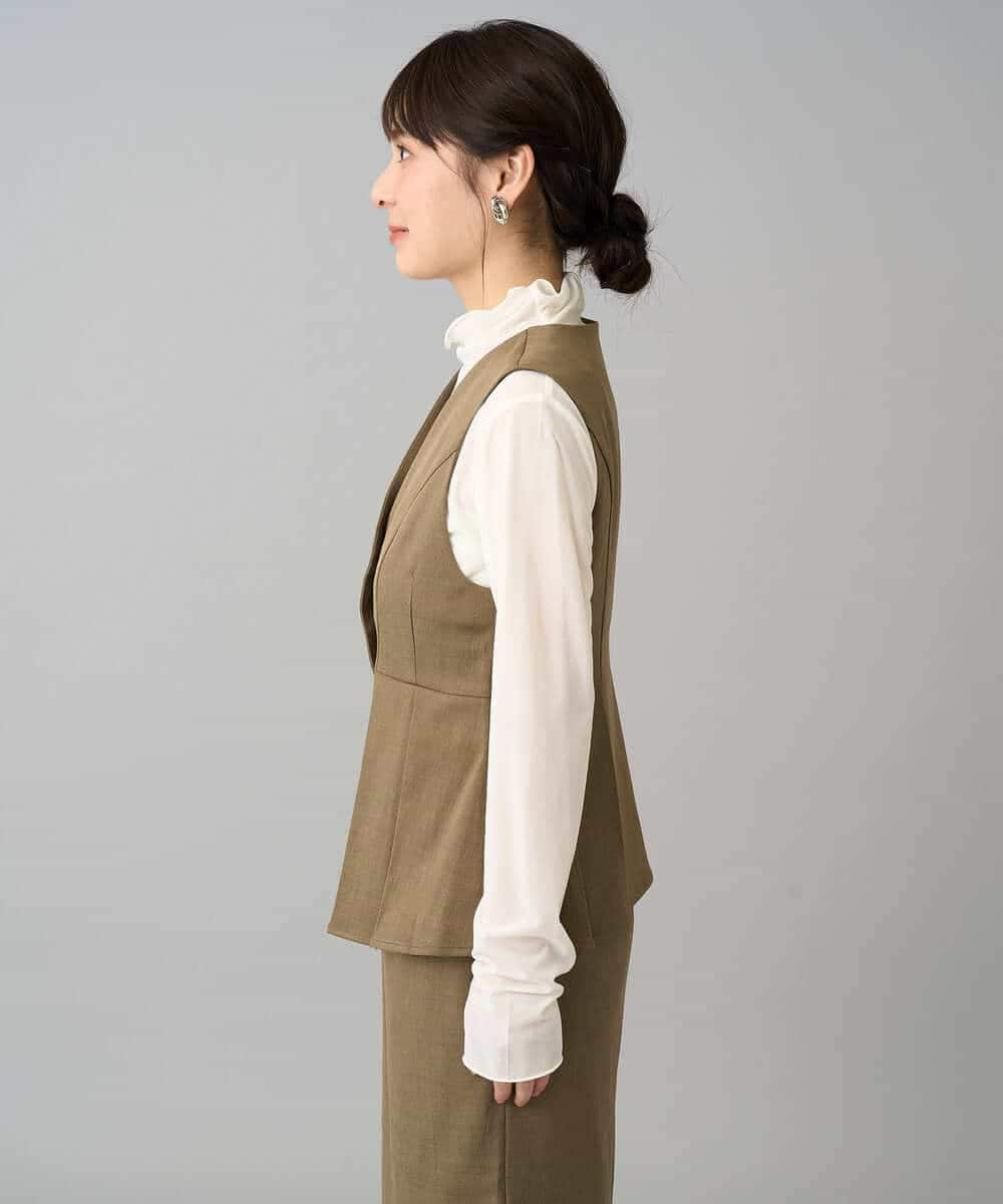 K3EBD11109 a.v.v Elmi(アー・ヴェ・ヴェ) 【低身長サイズ/2SET】ペプラムジレ×ナロースカート モカベージュ