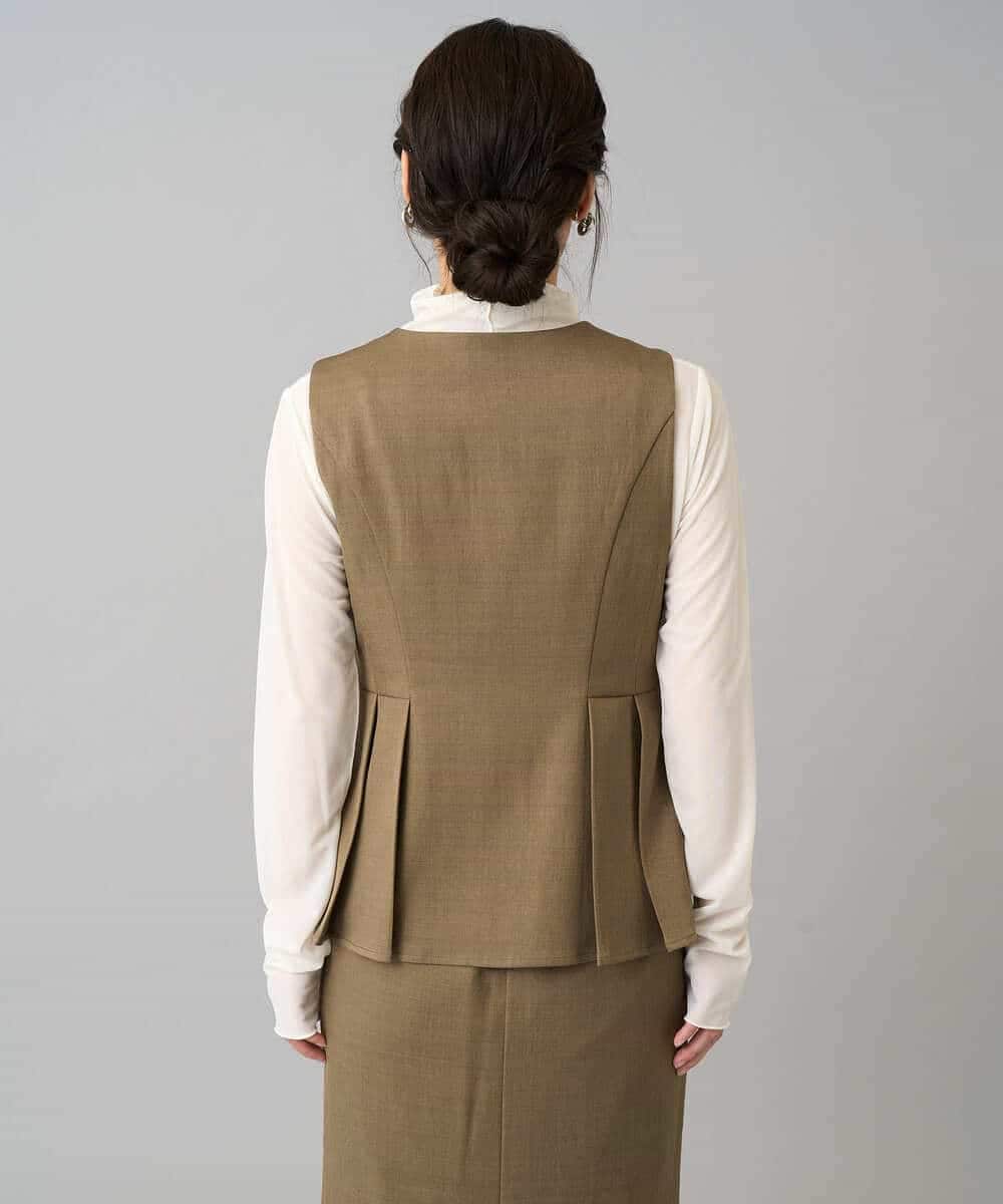 K3EBD11109 a.v.v Elmi(アー・ヴェ・ヴェ) 【低身長サイズ/2SET】ペプラムジレ×ナロースカート モカベージュ