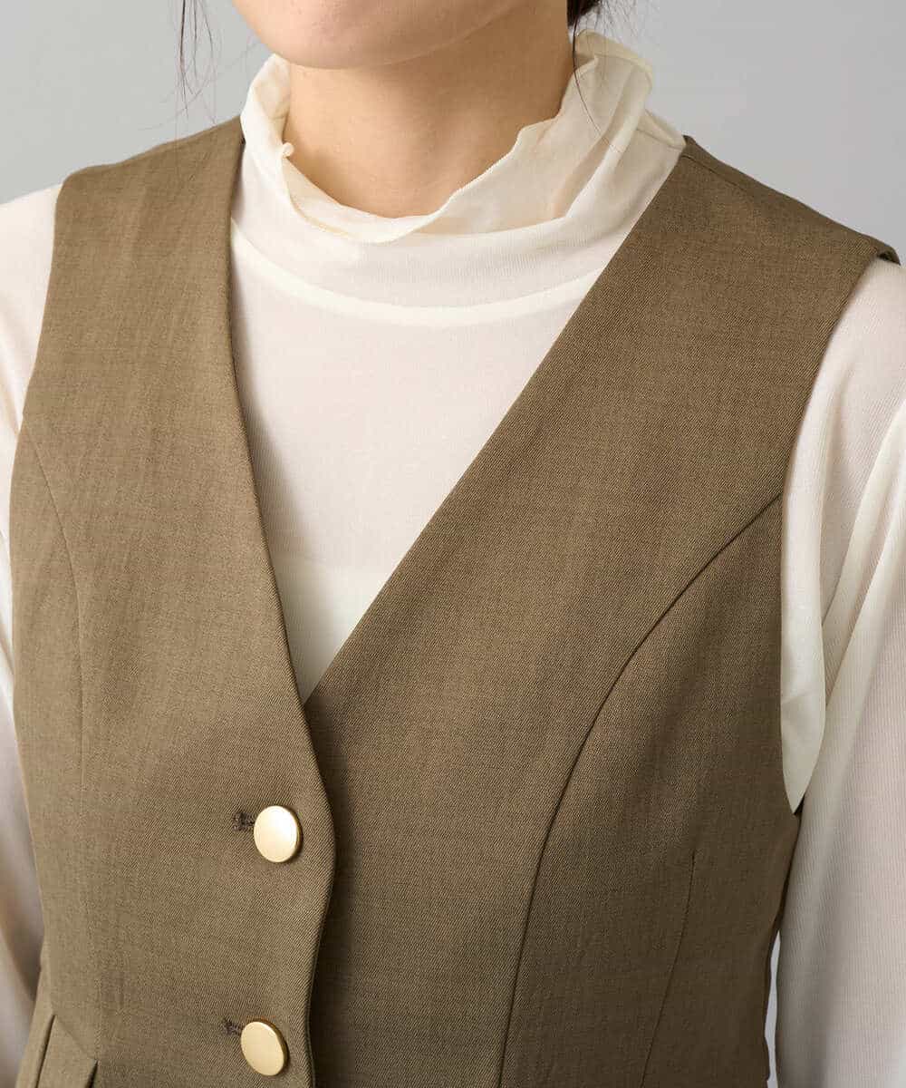 K3EBD11109 a.v.v Elmi(アー・ヴェ・ヴェ) 【低身長サイズ/2SET】ペプラムジレ×ナロースカート モカベージュ