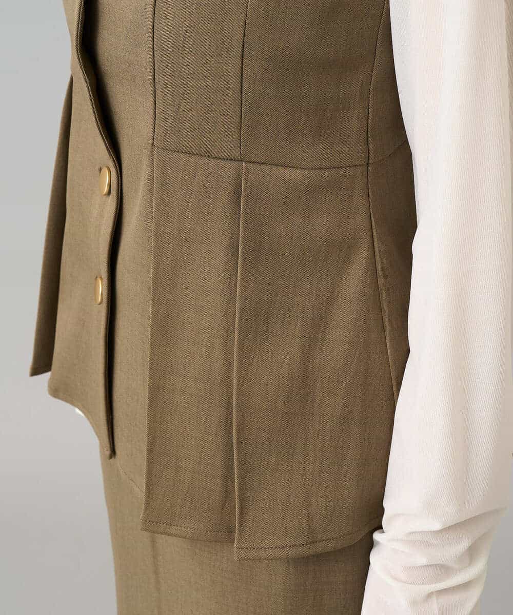 K3EBD11109 a.v.v Elmi(アー・ヴェ・ヴェ) 【低身長サイズ/2SET】ペプラムジレ×ナロースカート モカベージュ