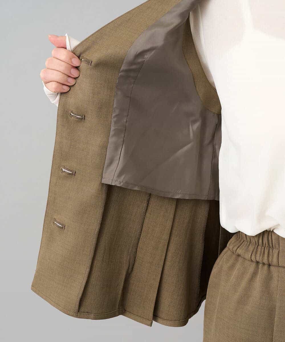 K3EBD11109 a.v.v Elmi(アー・ヴェ・ヴェ) 【低身長サイズ/2SET】ペプラムジレ×ナロースカート モカベージュ