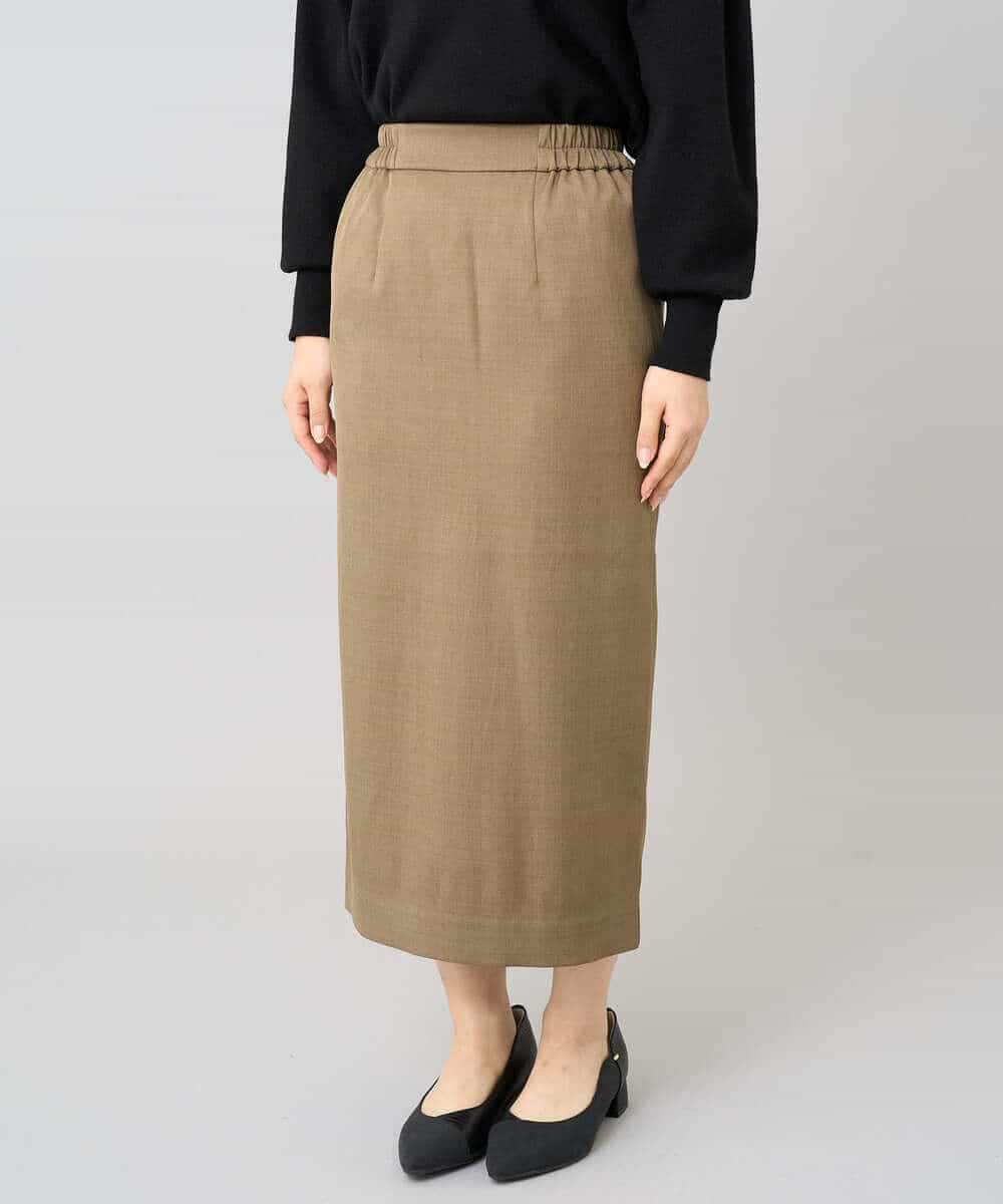 K3EBD11109 a.v.v Elmi(アー・ヴェ・ヴェ) 【低身長サイズ/2SET】ペプラムジレ×ナロースカート モカベージュ