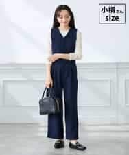 K3EFD03109 a.v.v Elmi(アー・ヴェ・ヴェ) 【低身長サイズ】【洗える】Vネックコンビネゾン ネイビー