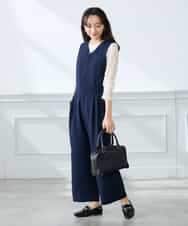 K3EFD03109 a.v.v Elmi(アー・ヴェ・ヴェ) 【低身長サイズ】【洗える】Vネックコンビネゾン ネイビー