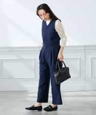 K3EFD03109 a.v.v Elmi(アー・ヴェ・ヴェ) 【低身長サイズ】【洗える】Vネックコンビネゾン ネイビー