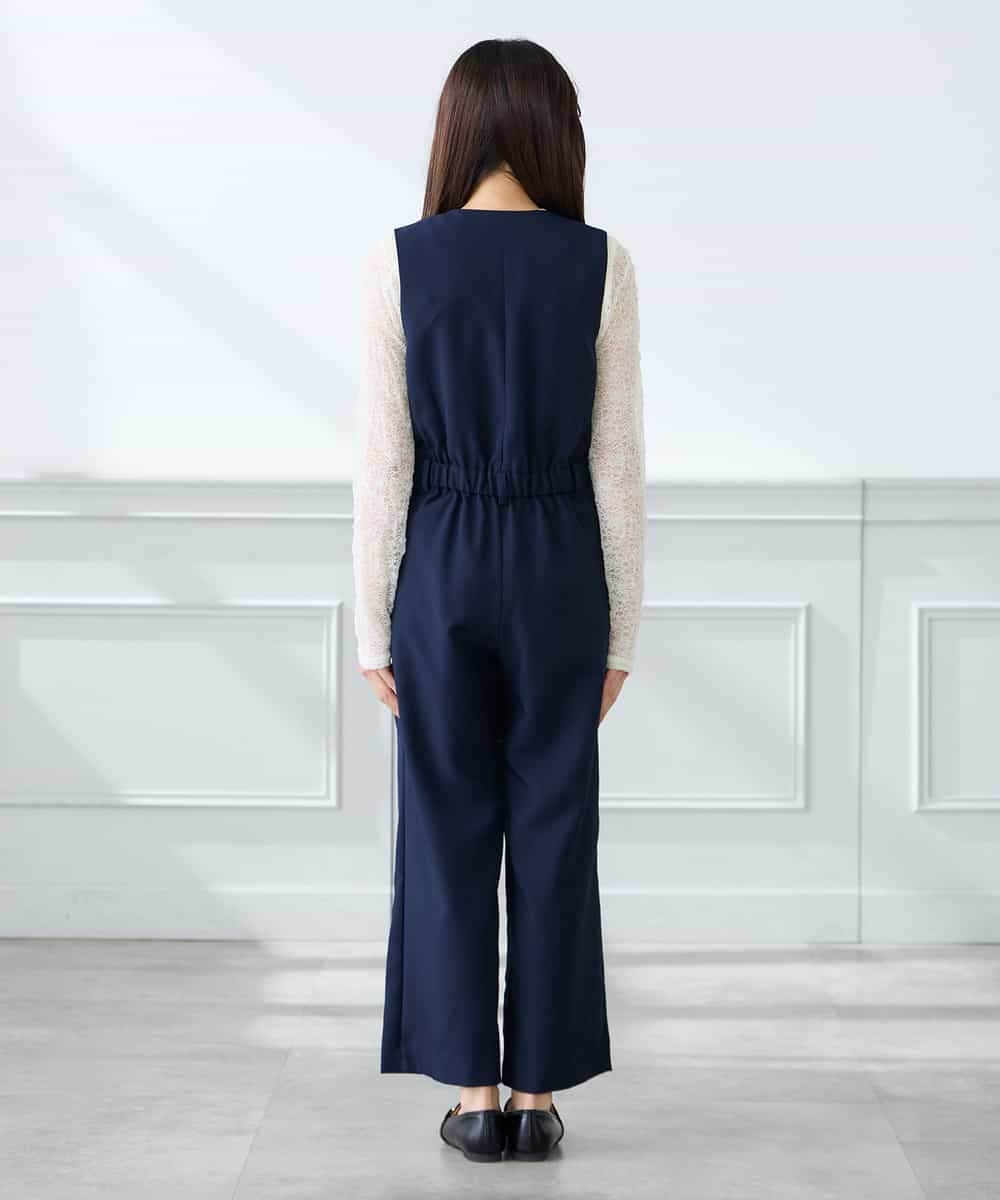 K3EFD03109 a.v.v Elmi(アー・ヴェ・ヴェ) 【低身長サイズ】【洗える】Vネックコンビネゾン ネイビー