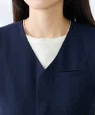 K3EFD03109 a.v.v Elmi(アー・ヴェ・ヴェ) 【低身長サイズ】【洗える】Vネックコンビネゾン ネイビー