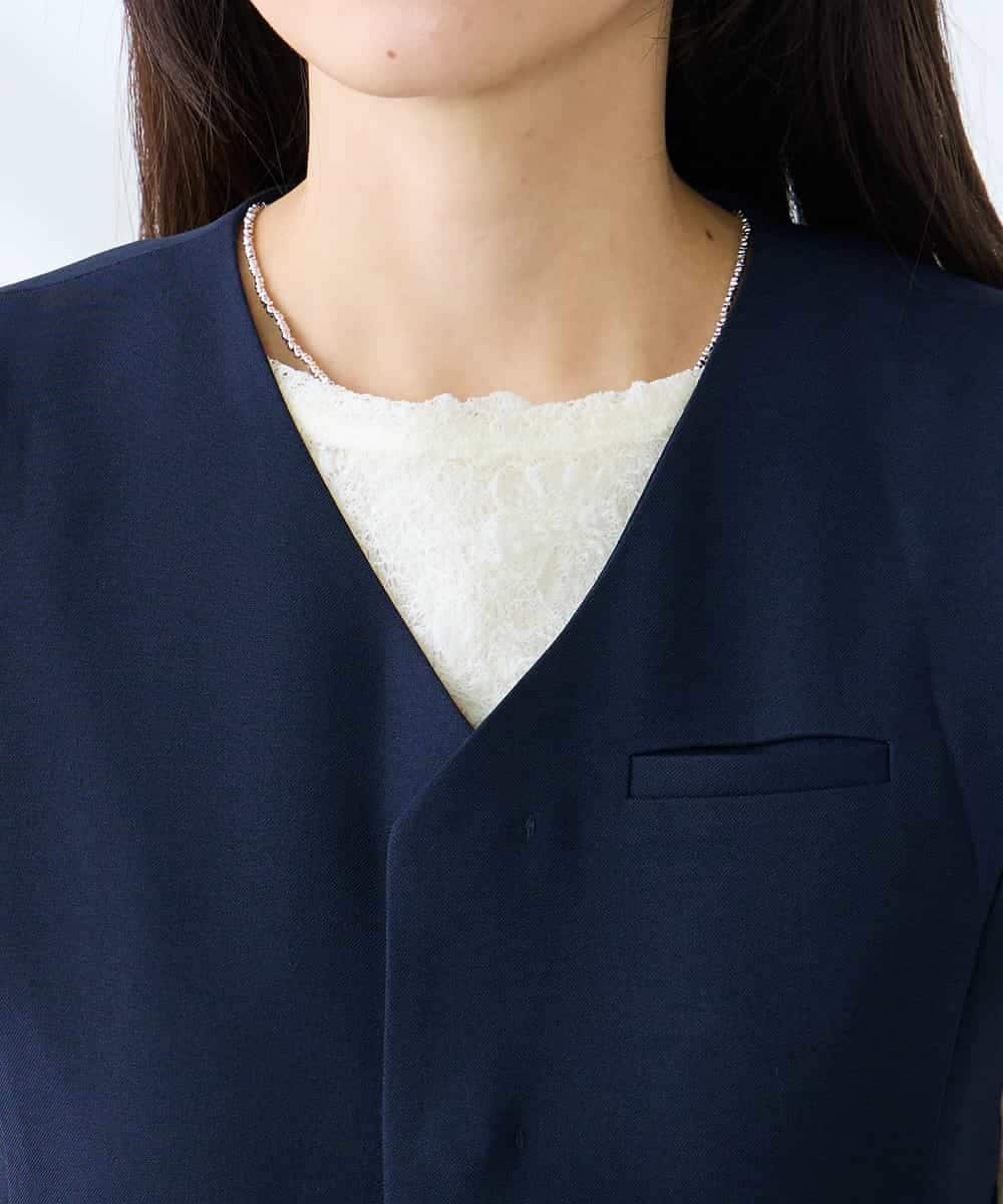 K3EFD03109 a.v.v Elmi(アー・ヴェ・ヴェ) 【低身長サイズ】【洗える】Vネックコンビネゾン ネイビー