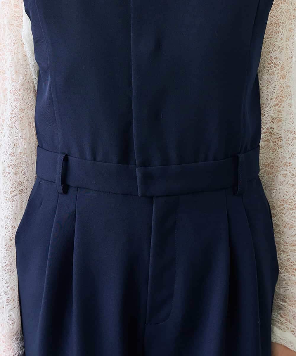 K3EFD03109 a.v.v Elmi(アー・ヴェ・ヴェ) 【低身長サイズ】【洗える】Vネックコンビネゾン ネイビー