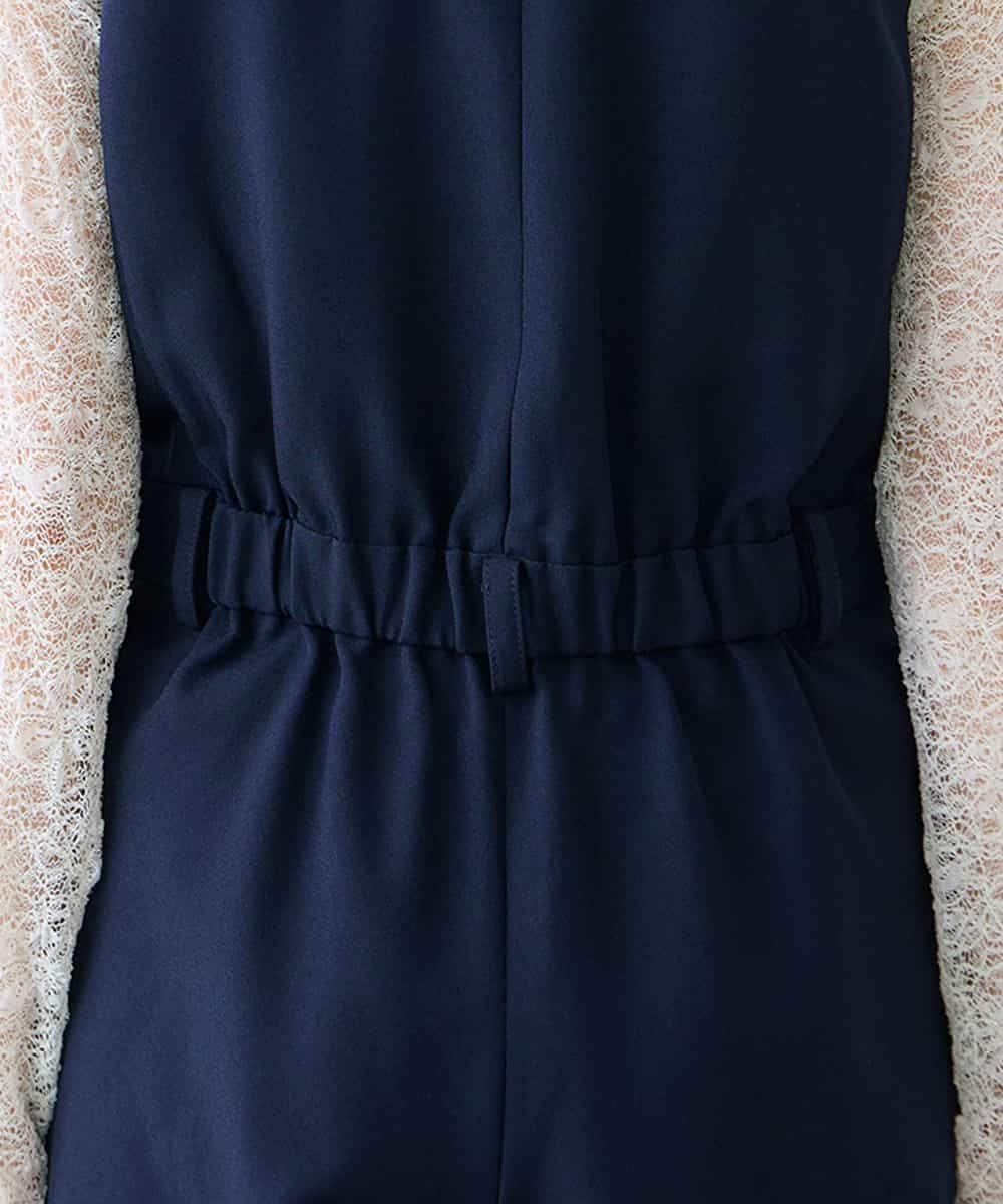 K3EFD03109 a.v.v Elmi(アー・ヴェ・ヴェ) 【低身長サイズ】【洗える】Vネックコンビネゾン ネイビー