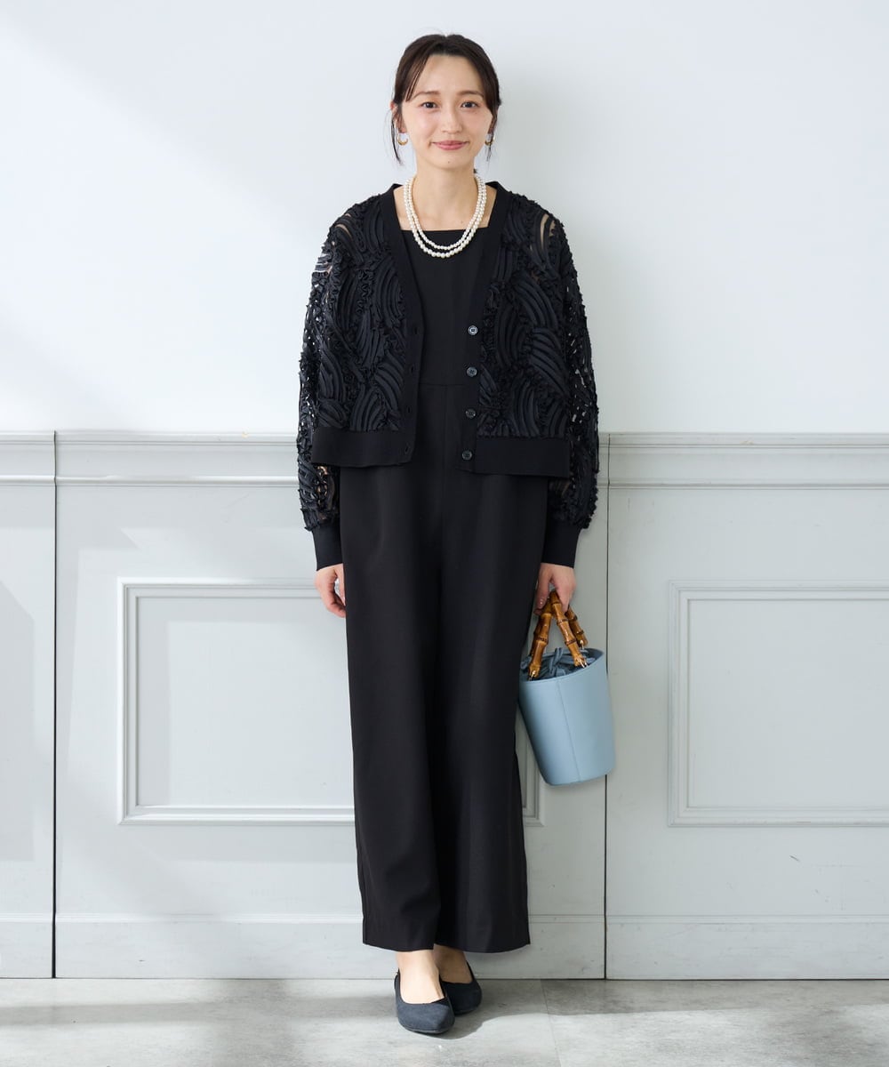 K3EFD06099 a.v.v Elmi(アー・ヴェ・ヴェ) 【低身長サイズ】スクエアネックオールインワン ブラック