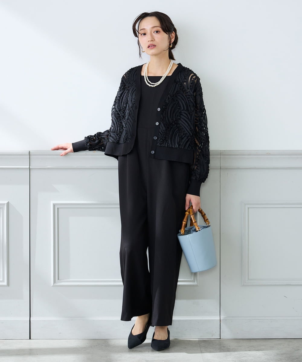 K3EFD06099 a.v.v Elmi(アー・ヴェ・ヴェ) 【低身長サイズ】スクエアネックオールインワン ブラック