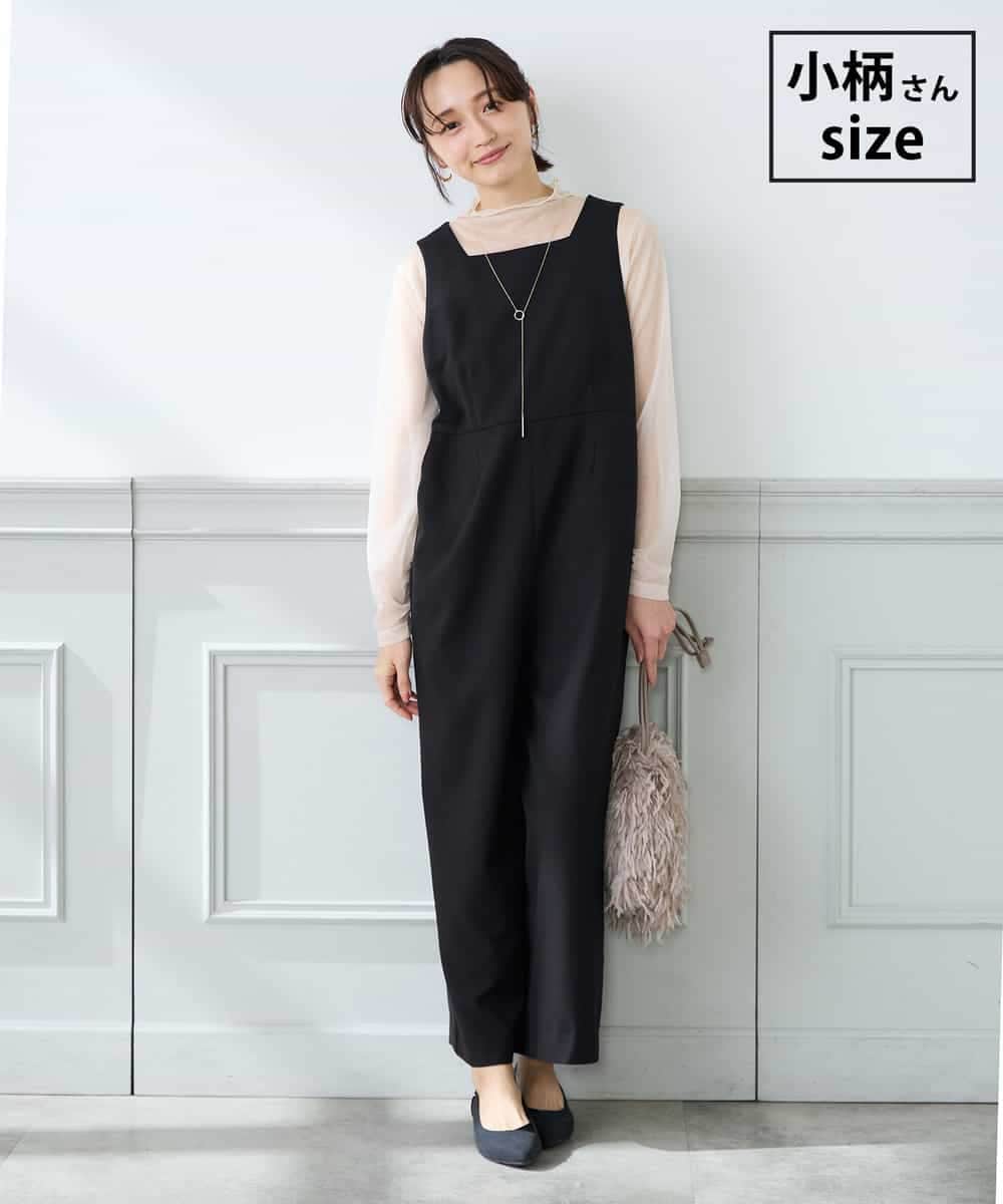 K3EFD06099 a.v.v Elmi(アー・ヴェ・ヴェ) 【低身長サイズ】スクエアネックオールインワン ブラック