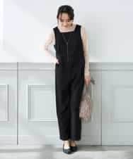 K3EFD06099 a.v.v Elmi(アー・ヴェ・ヴェ) 【低身長サイズ】スクエアネックオールインワン ブラック