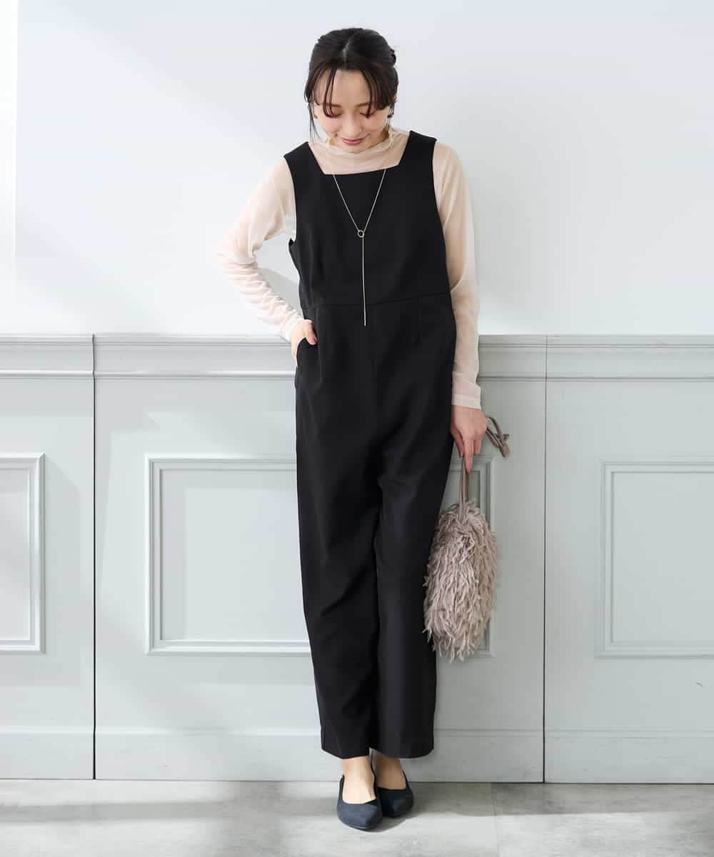 K3EFD06099 a.v.v Elmi(アー・ヴェ・ヴェ) 【低身長サイズ】スクエアネックオールインワン ブラック