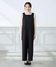 K3EFD06099 a.v.v Elmi(アー・ヴェ・ヴェ) 【低身長サイズ】スクエアネックオールインワン ブラック