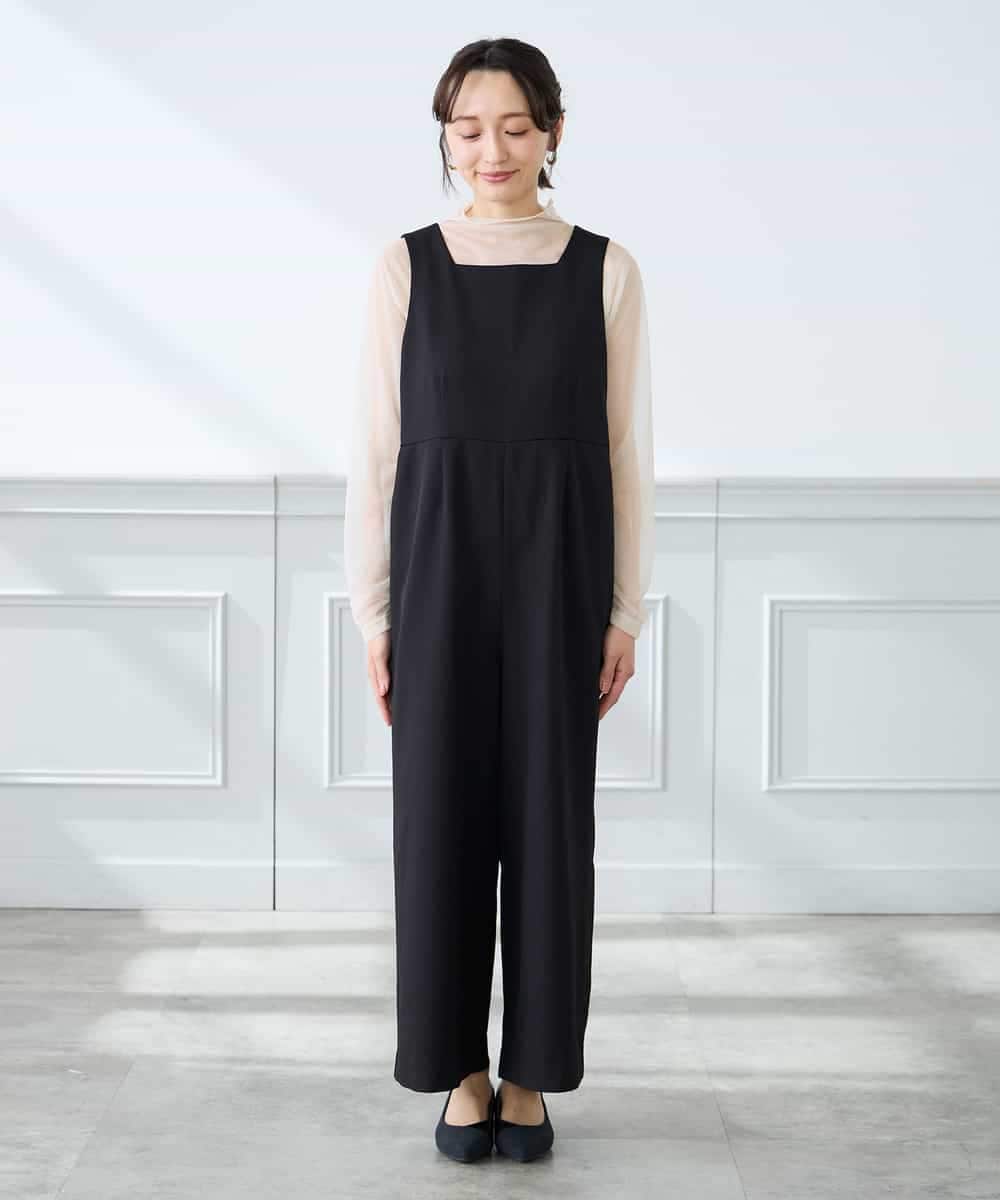 K3EFD06099 a.v.v Elmi(アー・ヴェ・ヴェ) 【低身長サイズ】スクエアネックオールインワン ブラック