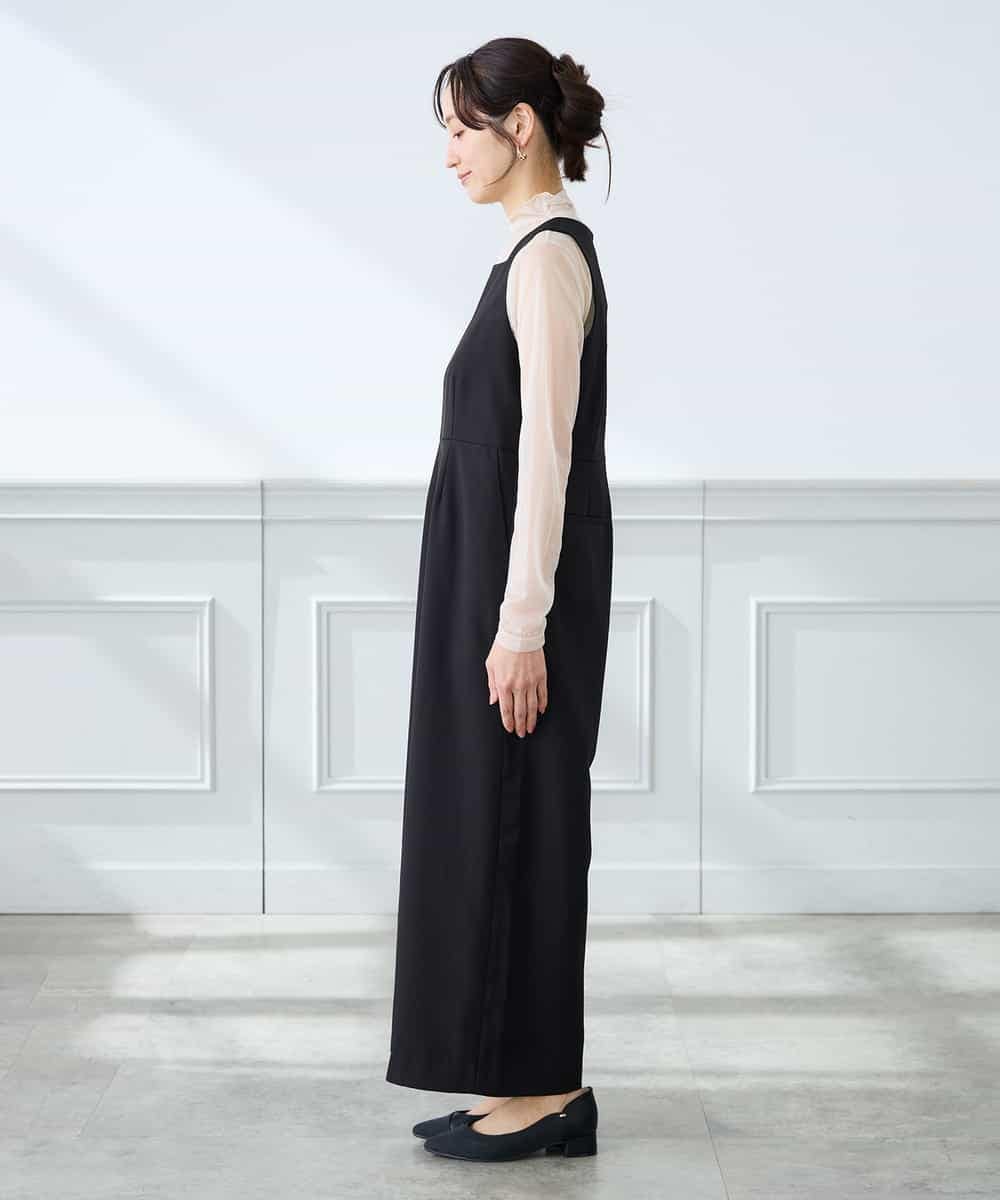 K3EFD06099 a.v.v Elmi(アー・ヴェ・ヴェ) 【低身長サイズ】スクエアネックオールインワン ブラック