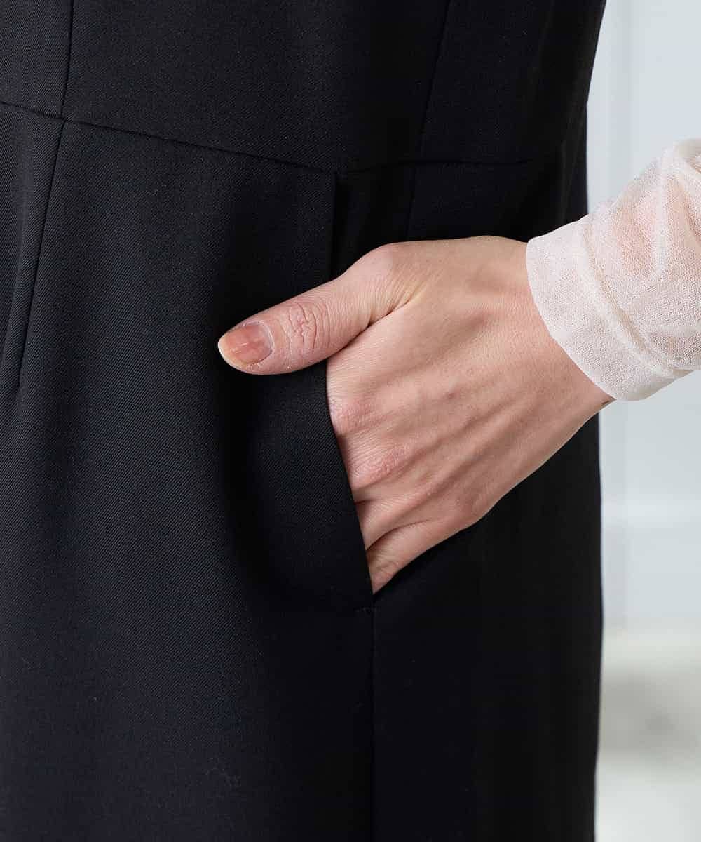 K3EFD06099 a.v.v Elmi(アー・ヴェ・ヴェ) 【低身長サイズ】スクエアネックオールインワン ブラック