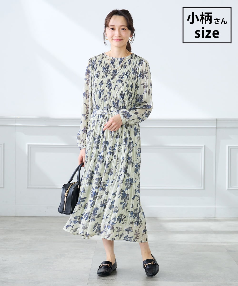 K3EFD12109 a.v.v Elmi(アー・ヴェ・ヴェ) 【低身長サイズ】ランダムプリーツワンピース ベージュ