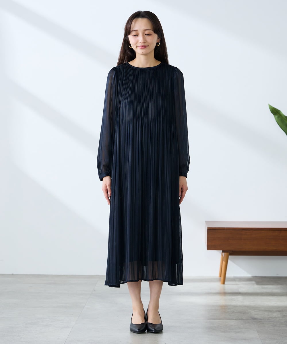 K3EFD12109 a.v.v Elmi(アー・ヴェ・ヴェ) 【低身長サイズ】ランダムプリーツワンピース ベージュ