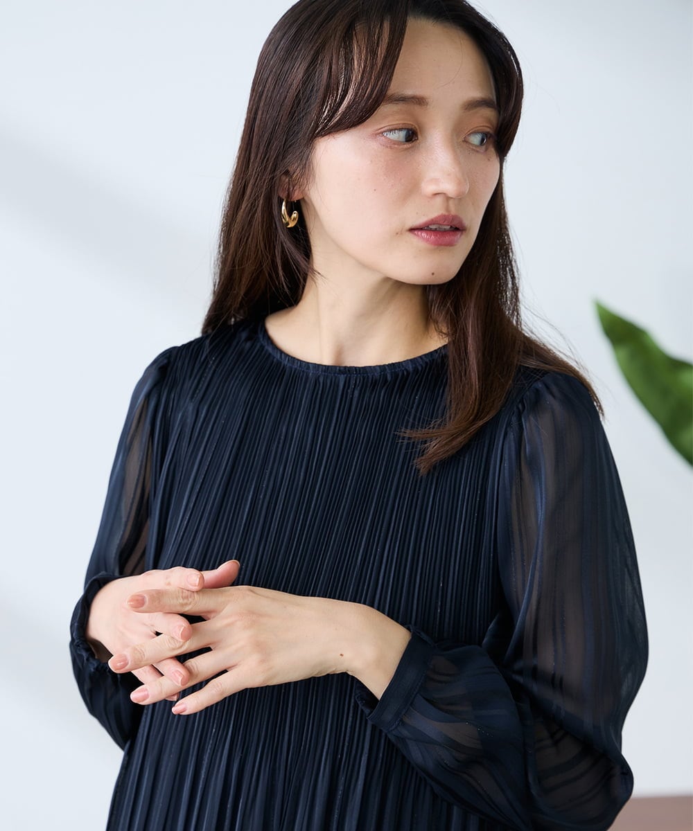 K3EFD12109 a.v.v Elmi(アー・ヴェ・ヴェ) 【低身長サイズ】ランダムプリーツワンピース ベージュ