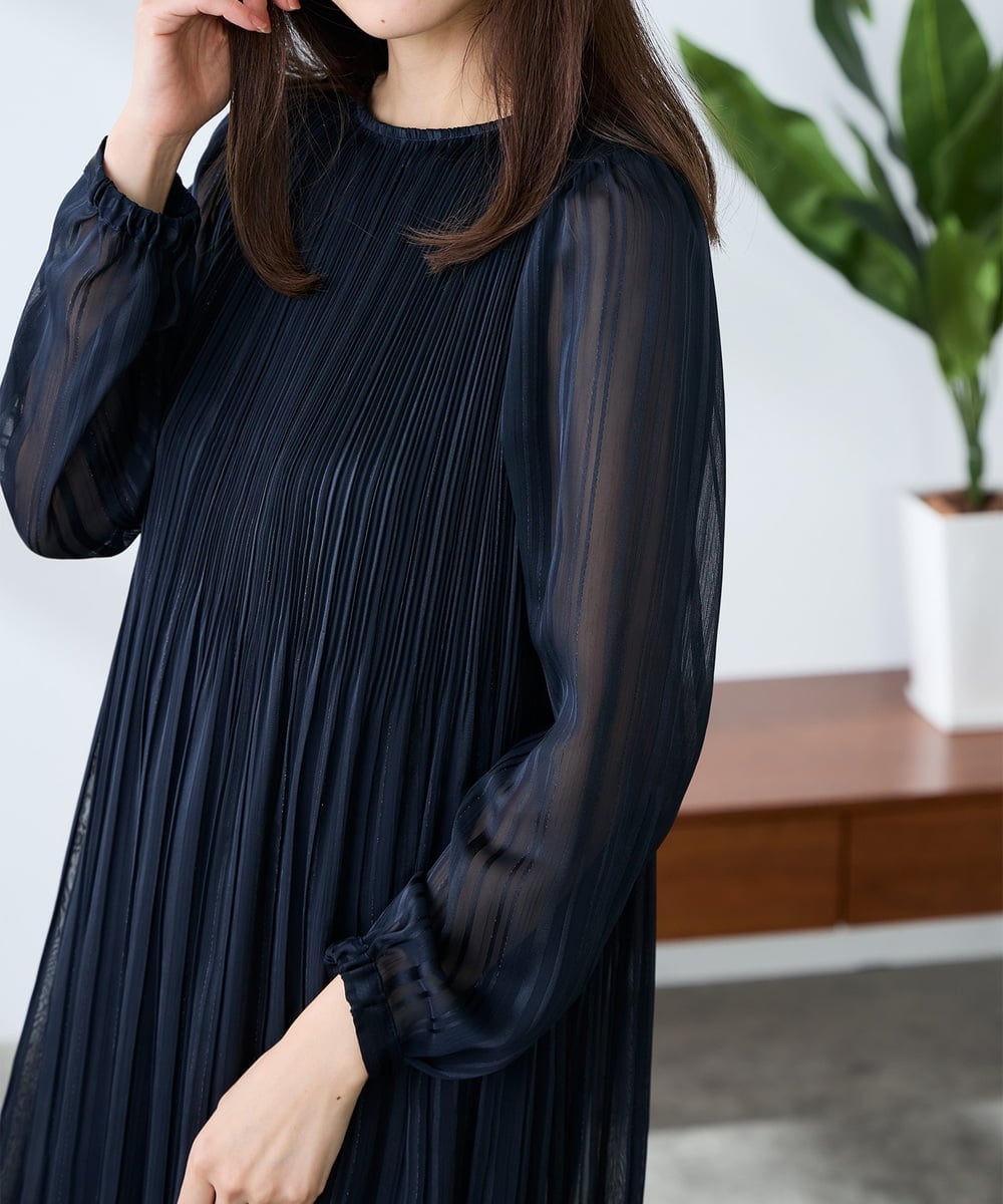 K3EFD12109 a.v.v Elmi(アー・ヴェ・ヴェ) 【低身長サイズ】ランダムプリーツワンピース ベージュ