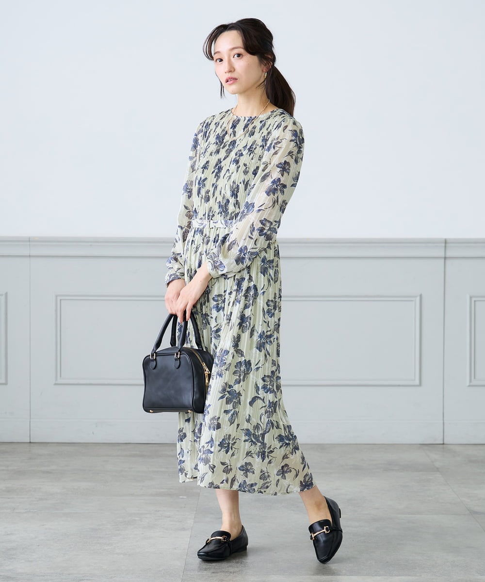 K3EFD12109 a.v.v Elmi(アー・ヴェ・ヴェ) 【低身長サイズ】ランダムプリーツワンピース ベージュ