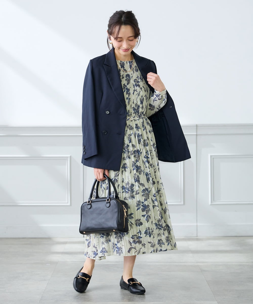 K3EFD12109 a.v.v Elmi(アー・ヴェ・ヴェ) 【低身長サイズ】ランダムプリーツワンピース ベージュ