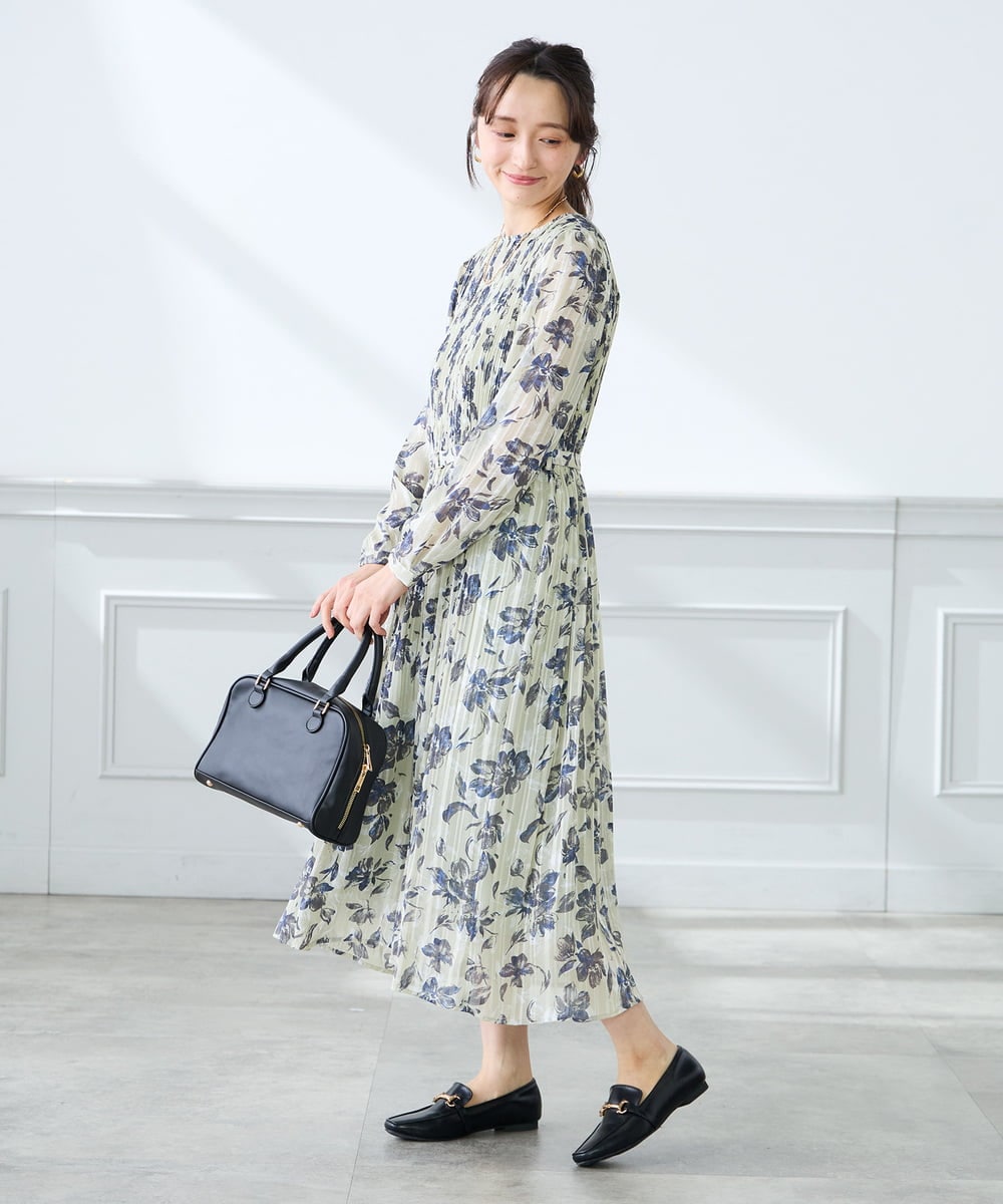 K3EFD12109 a.v.v Elmi(アー・ヴェ・ヴェ) 【低身長サイズ】ランダムプリーツワンピース ベージュ