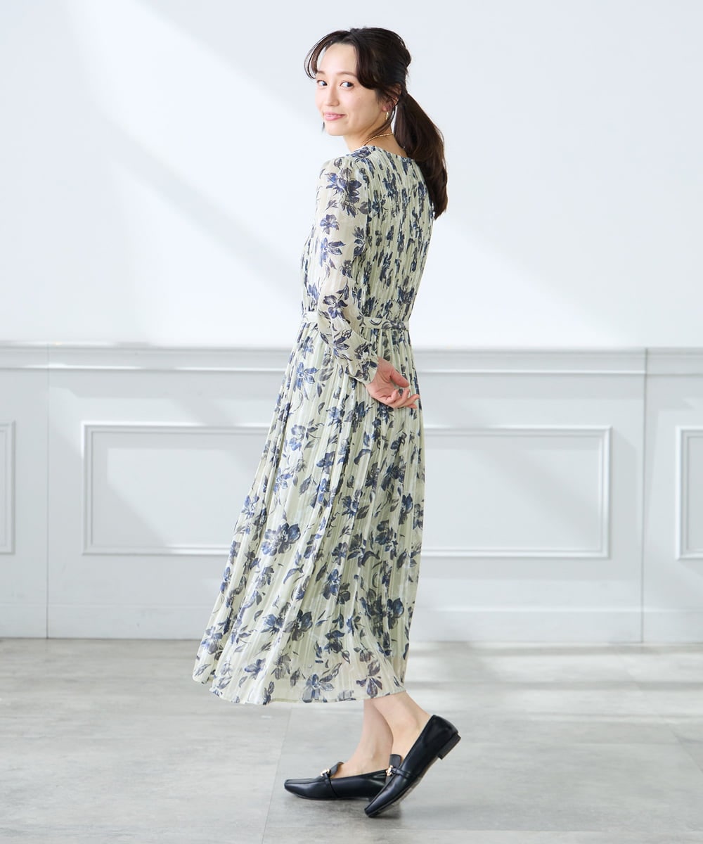 K3EFD12109 a.v.v Elmi(アー・ヴェ・ヴェ) 【低身長サイズ】ランダムプリーツワンピース ベージュ