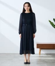 K3EFD12109 a.v.v Elmi(アー・ヴェ・ヴェ) 【低身長サイズ】ランダムプリーツワンピース ベージュ