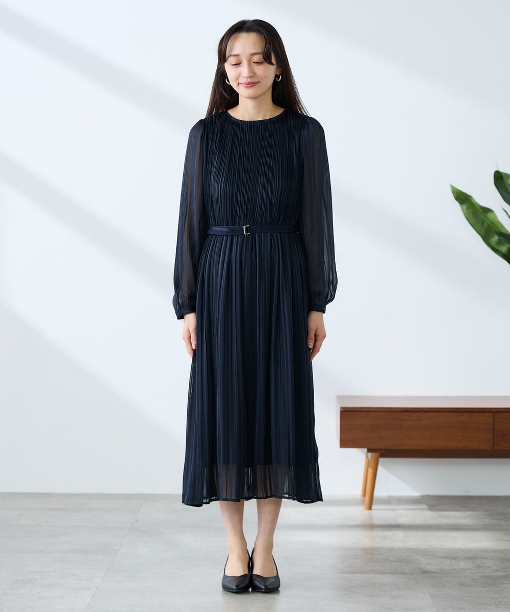 K3EFD12109 a.v.v Elmi(アー・ヴェ・ヴェ) 【低身長サイズ】ランダムプリーツワンピース ベージュ