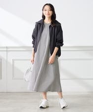 K3EGD01089 a.v.v Elmi(アー・ヴェ・ヴェ) 【低身長サイズ】ソフトサッカーパフスリーブワンピース ブルー