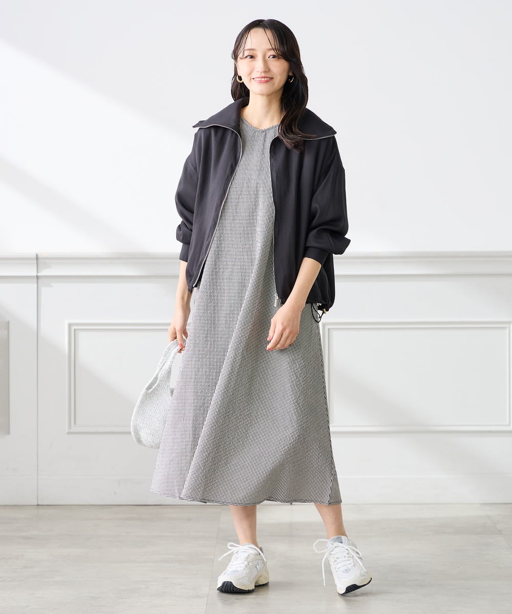 K3EGD01089 a.v.v Elmi(アー・ヴェ・ヴェ) 【低身長サイズ】ソフトサッカーパフスリーブワンピース ブルー