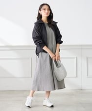 K3EGD01089 a.v.v Elmi(アー・ヴェ・ヴェ) 【低身長サイズ】ソフトサッカーパフスリーブワンピース ブルー