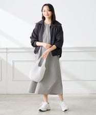 K3EGD01089 a.v.v Elmi(アー・ヴェ・ヴェ) 【低身長サイズ】ソフトサッカーパフスリーブワンピース ブルー