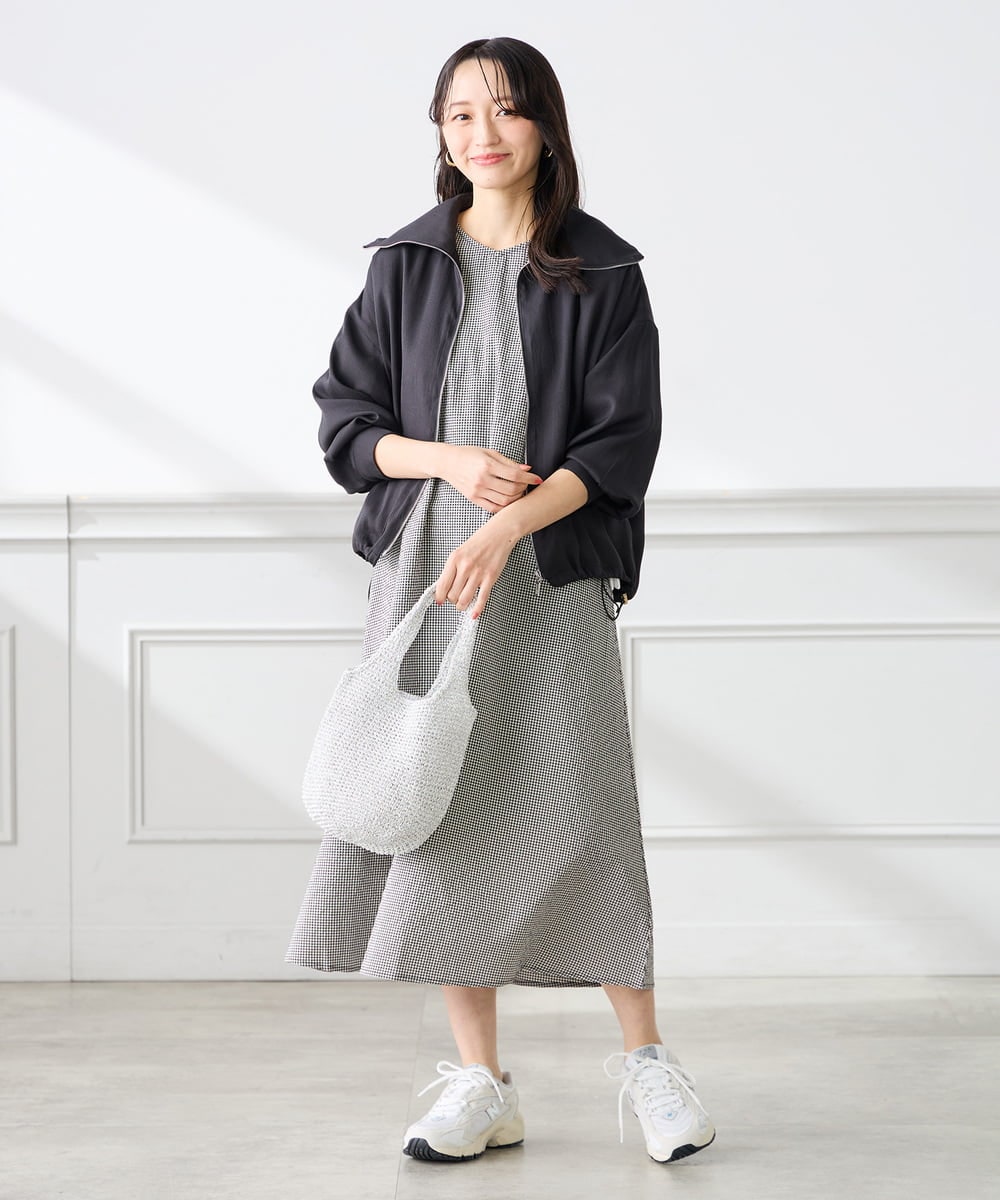 K3EGD01089 a.v.v Elmi(アー・ヴェ・ヴェ) 【低身長サイズ】ソフトサッカーパフスリーブワンピース ブルー