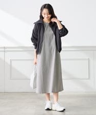 K3EGD01089 a.v.v Elmi(アー・ヴェ・ヴェ) 【低身長サイズ】ソフトサッカーパフスリーブワンピース ブルー