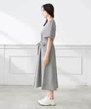 K3EGD01089 a.v.v Elmi(アー・ヴェ・ヴェ) 【低身長サイズ】ソフトサッカーパフスリーブワンピース ブルー