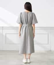 K3EGD01089 a.v.v Elmi(アー・ヴェ・ヴェ) 【低身長サイズ】ソフトサッカーパフスリーブワンピース ブルー