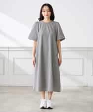 K3EGD01089 a.v.v Elmi(アー・ヴェ・ヴェ) 【低身長サイズ】ソフトサッカーパフスリーブワンピース ブルー