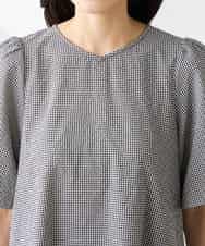 K3EGD01089 a.v.v Elmi(アー・ヴェ・ヴェ) 【低身長サイズ】ソフトサッカーパフスリーブワンピース ブルー