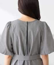 K3EGD01089 a.v.v Elmi(アー・ヴェ・ヴェ) 【低身長サイズ】ソフトサッカーパフスリーブワンピース ブルー